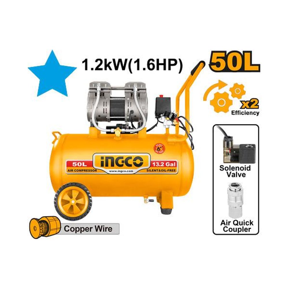 INGCO Oil-Free Air Compressor 50L 1200W (1.6HP)