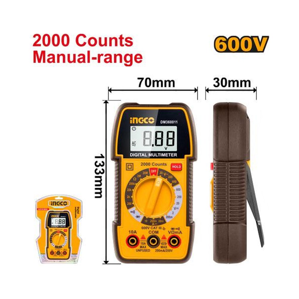 INGCO Digital Multimeter True RMS 600V