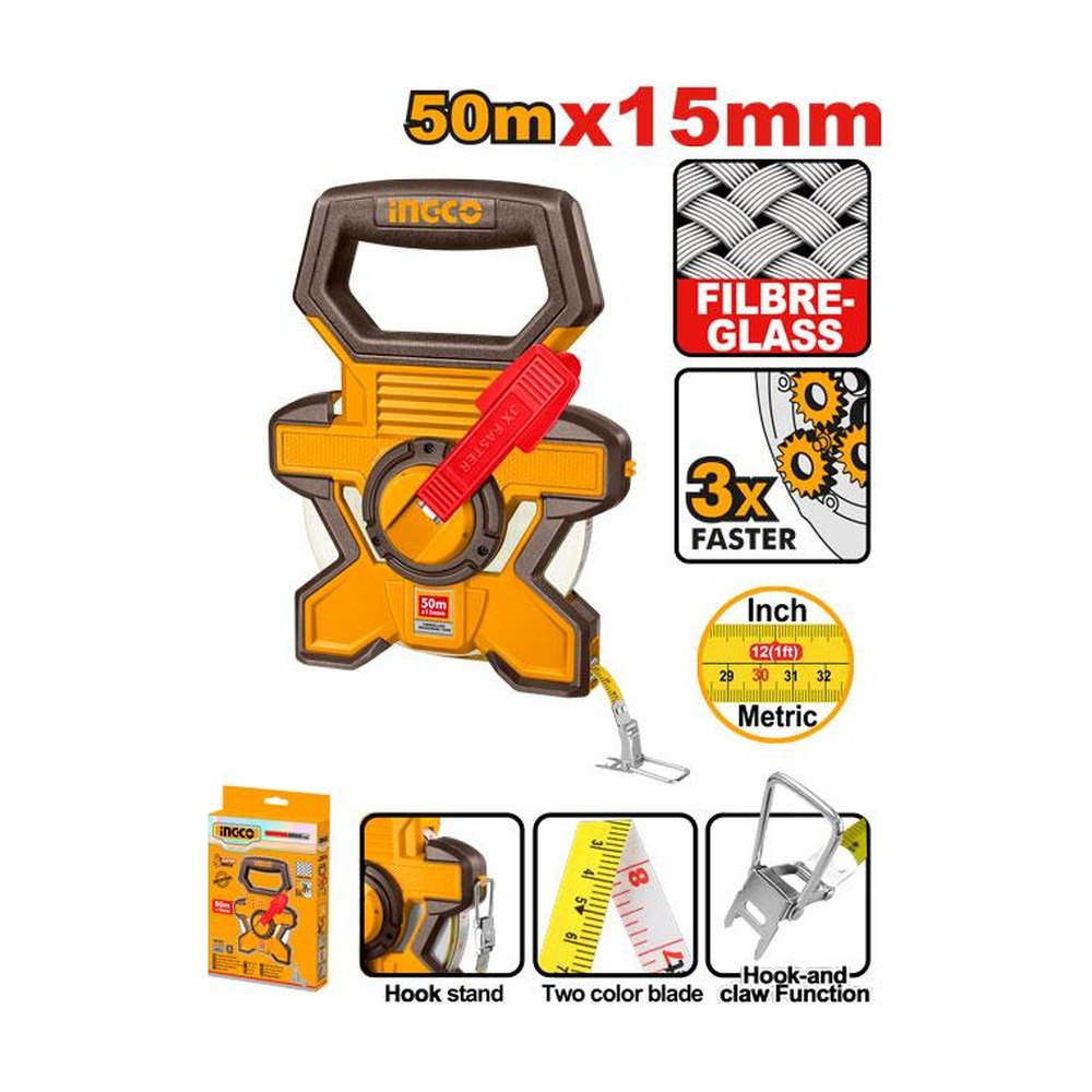 INGCO Fibreglass Measuring Tape 50m