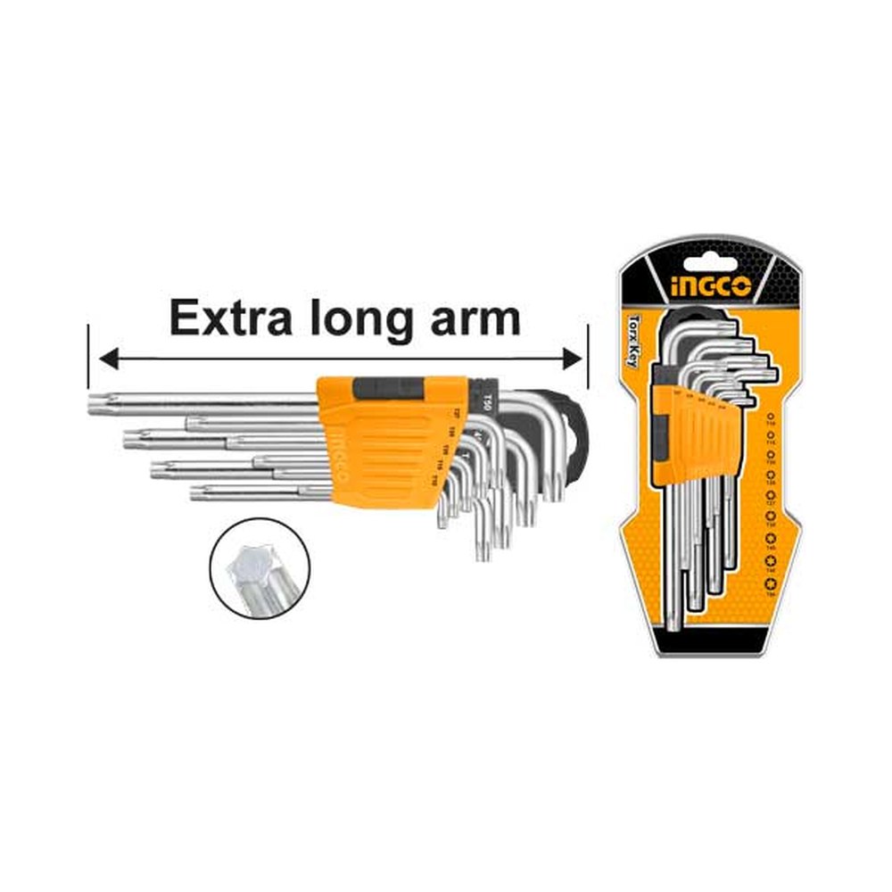 INGCO Torx Key Set 9pcs Long Arm