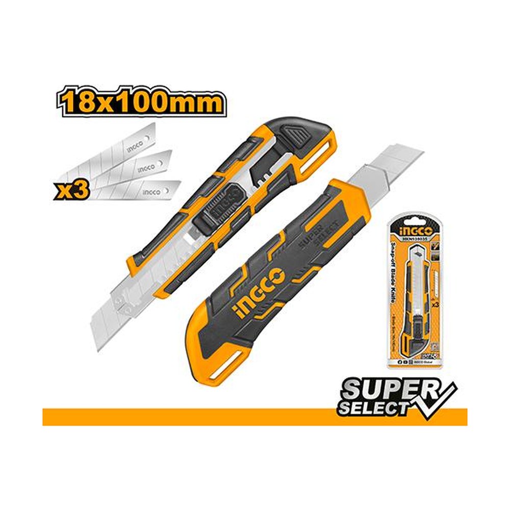 INGCO Snap-off Blade Knife 18mm with 3 Blades