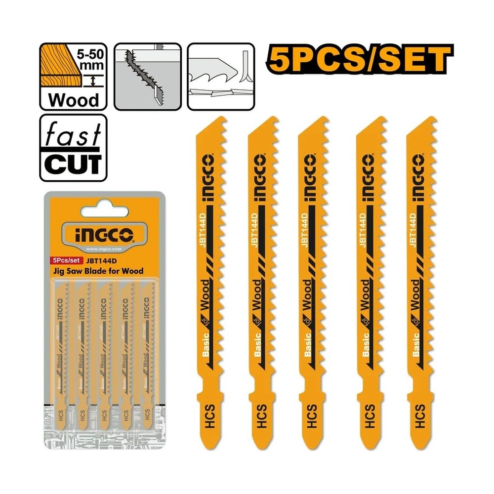 INGCO Jig Saw Blades for Wood T144D (5pcs)